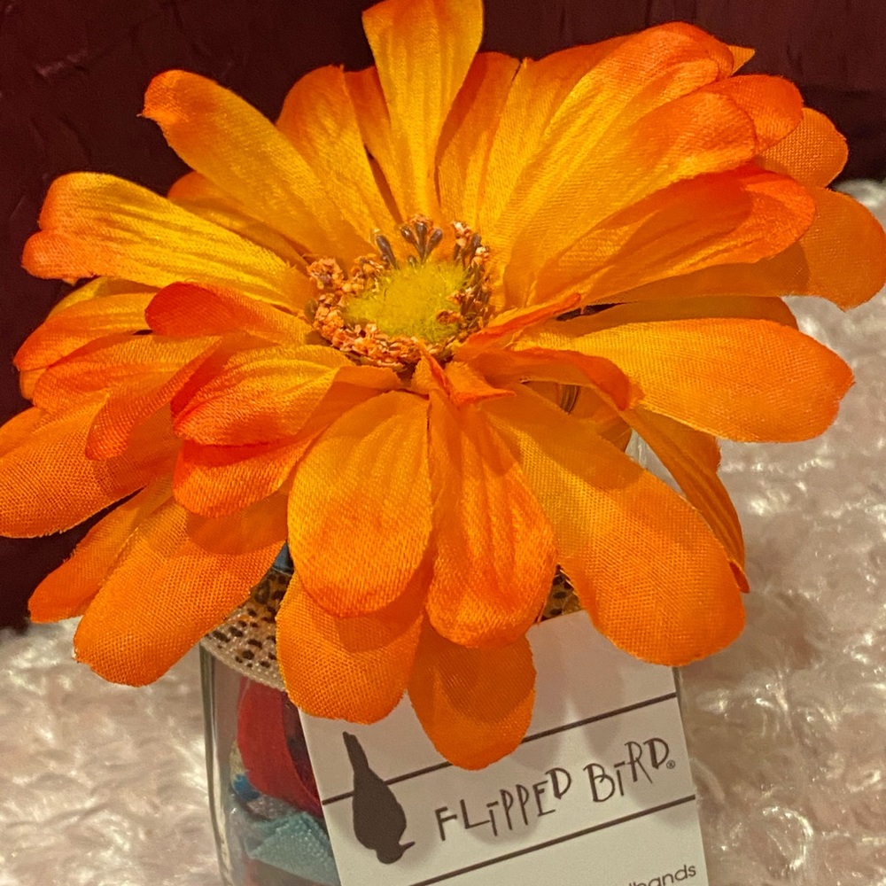 Hair Ties in a Flower adorned Jar